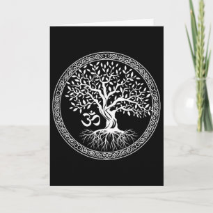 Boom Des Levens Met Om Symbool Yoga Zen Meditatie Kaart