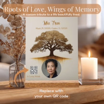 Boom des Levens Scanbare QR-code Memorial Acryl