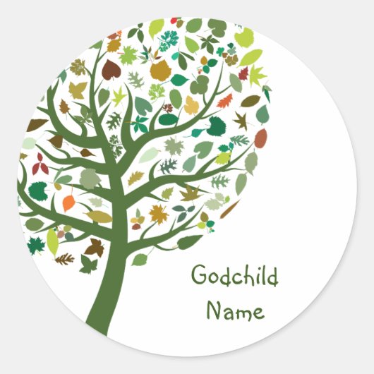 Boom des Levens Tiener Goddochter Gepersonaliseerd Ronde Sticker (Voorkant)