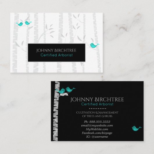 *~* Boom Doctor Blue Birds Arborist Birch Tree Visitekaartje (Voorkant / Achterkant)