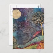 Boom en Maan gemengde media collage Briefkaart (Voorkant / Achterkant)