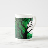 Boom en maan - groen porselein kop (Voorkant rechts)