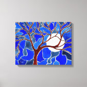 Boom en maan op Canvas - Blauw (Voorkant)