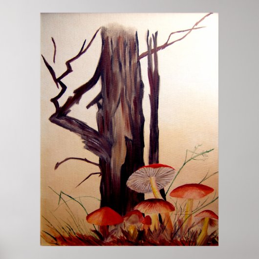 Boom- en paddenstoelen afdrukken poster (Voorkant)
