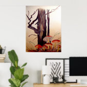 Boom- en paddenstoelen afdrukken poster (Thuiskantoor)