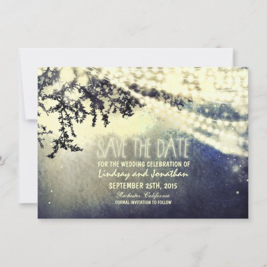 Boom en rustieke verlichting Bewaar de datumkaarte Save The Date (Voorkant)
