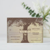 boom en string lichten bruiloft RSVP kaarten (Staand voorkant)