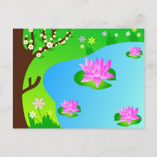 Boom en vijver - Briefkaart