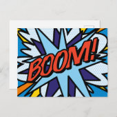 BOOM Fun Retro Comic Book Pop Art Aankondigingskaart (Voorkant / Achterkant)