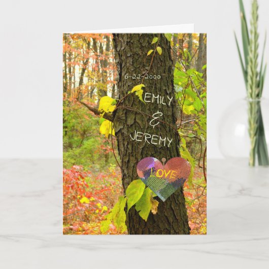 BOOM "GESNEDEN" MET JE EIGEN NAMEN/JUBILEUM KAART (Voorkant)