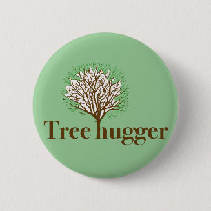 Boom-hugger met boomillustratie ronde button 5,7 cm