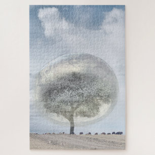 Boom in beschermende bubbel legpuzzel