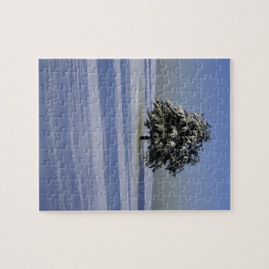 Boom in met sneeuw bedekt landschap legpuzzel (Horizontaal)