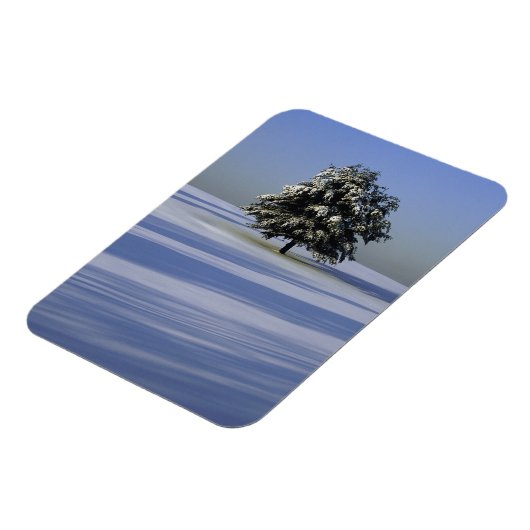 Boom in met sneeuw bedekt landschap magneet (Linkerzijde)