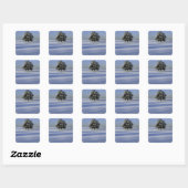 Boom in met sneeuw bedekt landschap vierkante sticker (Vel)
