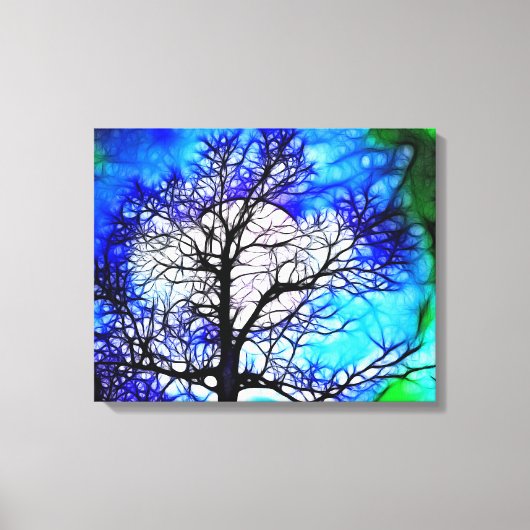 Boom in Moonlight Landschap Ingepakt Canvas (Voorkant)