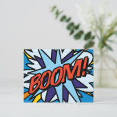 BOOM Jouw Bericht Spraakballon Fun Retro Aankondigingskaart (Staand voorkant)