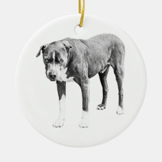 Boom- kant Schaduw Pit Bull Ornament