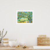 Boom Landschap Modern Blauwgroen Groen Blauw schil Poster (Keuken)