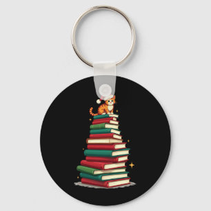 Boom Leest Boeken Kat Bibliothecaris Grappig Kerst Sleutelhanger