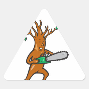 Boom Man Arborist met kettingzaag Driehoek Sticker