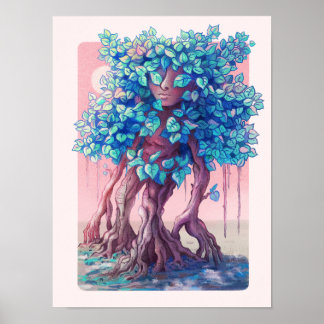 Boom Meisje Pastelschilderij Poster