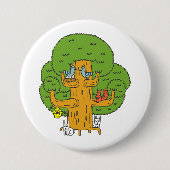 Boom met Bos Dieren Schattigee Natuur Ronde Button 7,6 Cm (Voorkant)