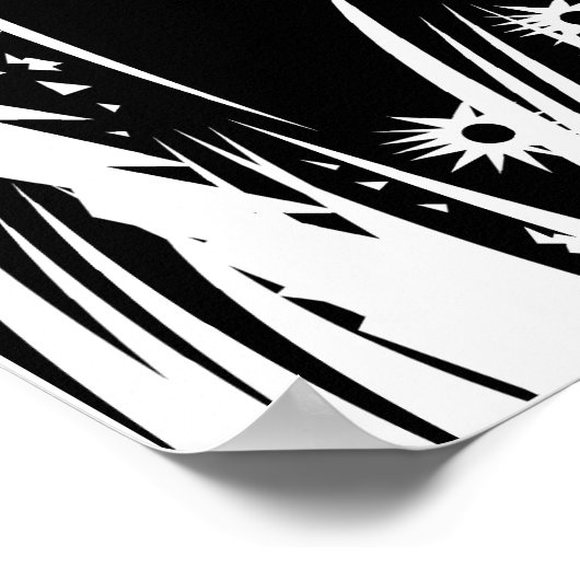 boom met een berg als achtergrondsnijhout poster (Hoek)