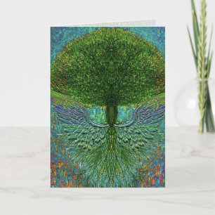 Boom met engelenvleugels grafische kaart
