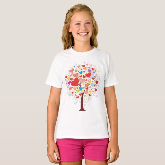 Boom met hartvormig blad Meisjes T-shirt (Voorkant volledig)