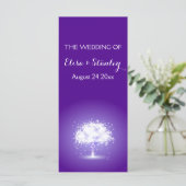 Boom met mousserende lichten paars trouwprogramma programma (Staand voorkant)