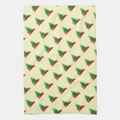 Boom met rood lint kerst theedoek (Verticaal)