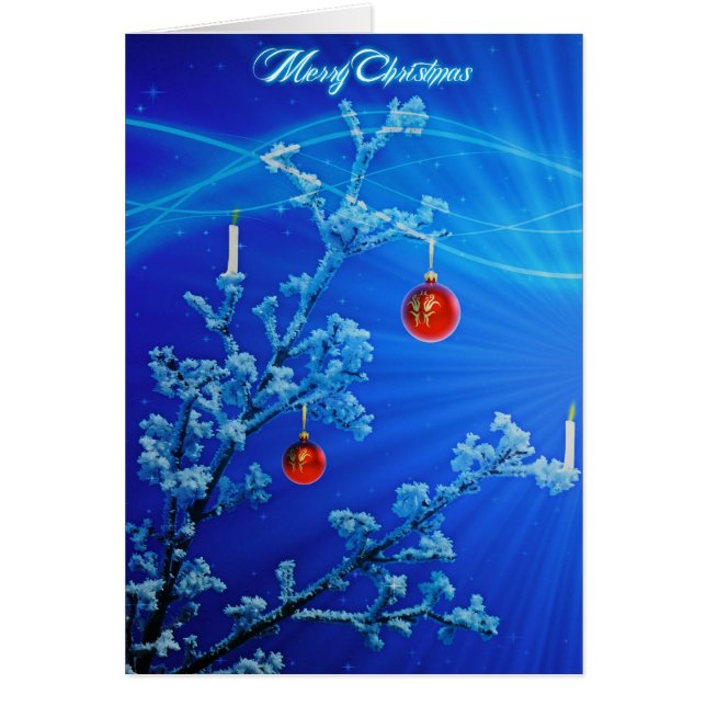 Boom met sneeuw- en kerstversieringen (Voorkant)