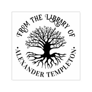 Boom met wortels en bladeren #2R Bibliotheek Boekn Zelfinktende Stempel