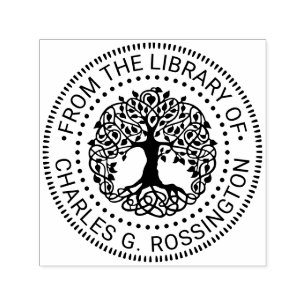 Boom met wortels en bladeren NT bibliotheek boek n Zelfinktende Stempel