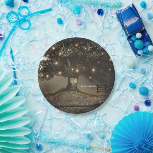 Boom & Nachtverlichting Huwelijksreceptie Papieren Bordje (Feest)