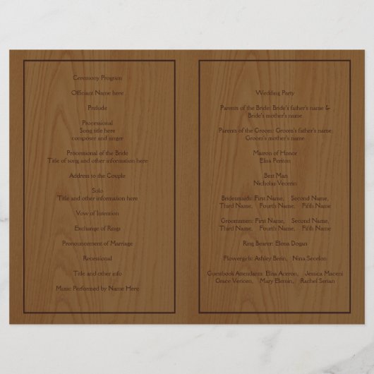 Boom op het programma voor de bruiloft van houtbru (Achterkant)
