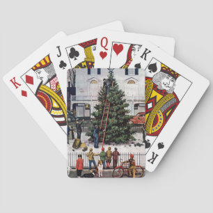 Boom op het stadsplein pokerkaarten