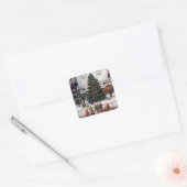 Boom op het stadsplein vierkante sticker (Envelop)