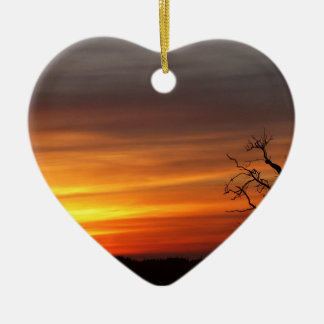 Boom op zonsondergang keramisch ornament