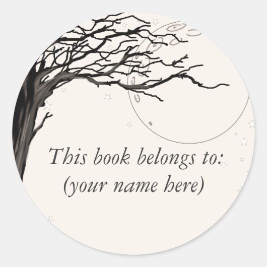 Boom, oude krantenkwaliteit ronde sticker (Voorkant)