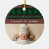  - Boom Pattern Baby's eerste kerstfoto Keramisch Ornament (Voorkant)