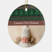  - Boom Pattern Baby's eerste kerstfoto Keramisch Ornament (Links)