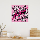 BOOM Pink Comic Book Pop Art Modern Fun Retro Poster (Keuken)