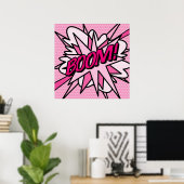 BOOM Pink Comic Book Pop Art Modern Fun Retro Poster (Thuiskantoor)
