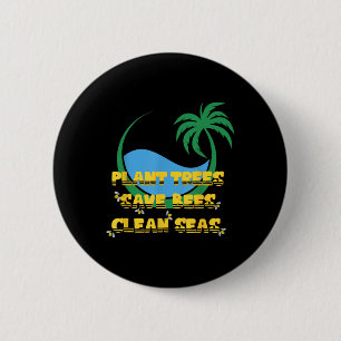 Boom planten Bijenbescherming Zee reinigen Eco Ronde Button 5,7 Cm