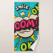 Boom pop art cloud bubble. Smile, wow, pow, cool, (Serviette de bain)