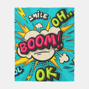 Boom pop-kunstwolkenbubbel. Lachen, wow, pow, cool Fleece Deken