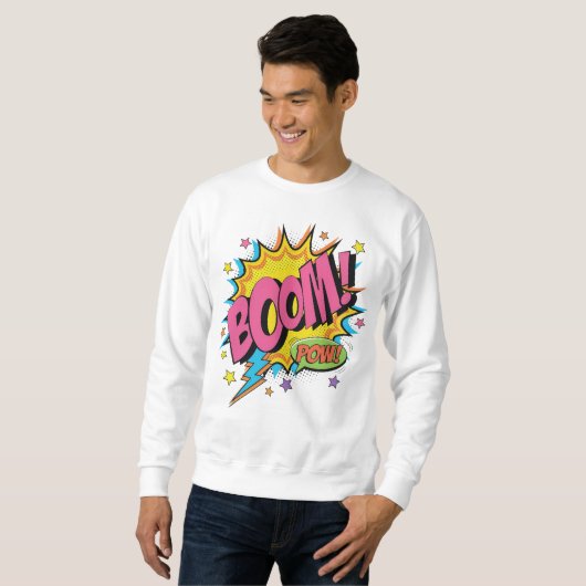 BOOM POW Comic Sweatshirt – Retro Pop Art Explosio (Voorkant volledig)
