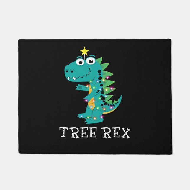 Boom Rex Animal Pun Funny Dinosaur Kerstpaja Deurmat (Voorkant)